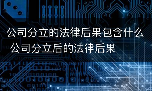 公司分立的法律后果包含什么 公司分立后的法律后果