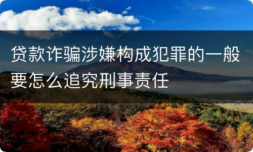 贷款诈骗涉嫌构成犯罪的一般要怎么追究刑事责任