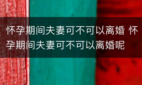 怀孕期间夫妻可不可以离婚 怀孕期间夫妻可不可以离婚呢