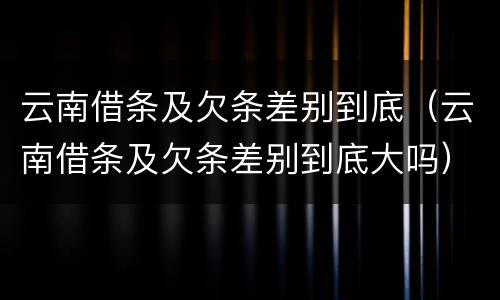 云南借条及欠条差别到底（云南借条及欠条差别到底大吗）