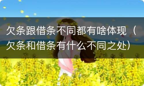 欠条跟借条不同都有啥体现（欠条和借条有什么不同之处）