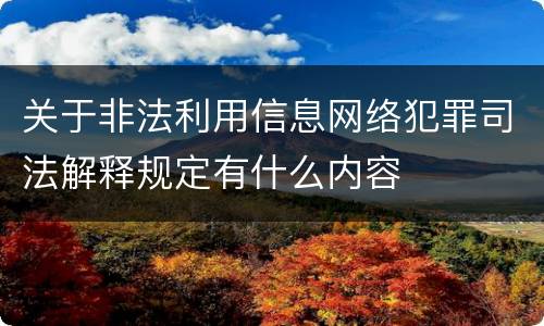关于非法利用信息网络犯罪司法解释规定有什么内容