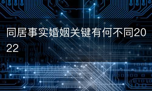 同居事实婚姻关键有何不同2022