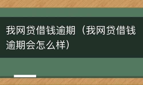 我网贷借钱逾期（我网贷借钱逾期会怎么样）