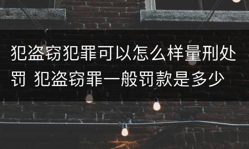 犯盗窃犯罪可以怎么样量刑处罚 犯盗窃罪一般罚款是多少