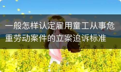 一般怎样认定雇用童工从事危重劳动案件的立案追诉标准
