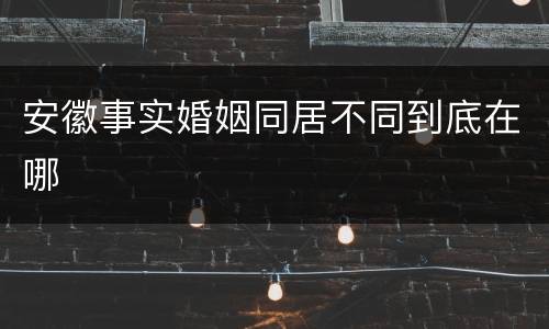 安徽事实婚姻同居不同到底在哪