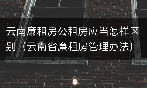 云南廉租房公租房应当怎样区别（云南省廉租房管理办法）