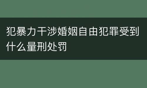 犯暴力干涉婚姻自由犯罪受到什么量刑处罚