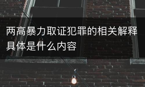 两高暴力取证犯罪的相关解释具体是什么内容