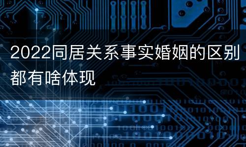 2022同居关系事实婚姻的区别都有啥体现