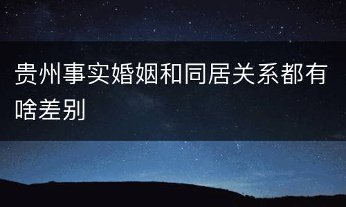 贵州事实婚姻和同居关系都有啥差别