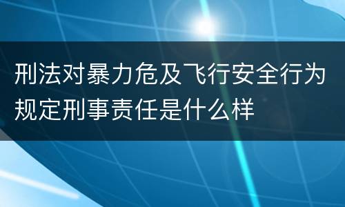 刑法对暴力危及飞行安全行为规定刑事责任是什么样