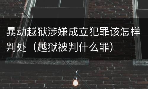暴动越狱涉嫌成立犯罪该怎样判处（越狱被判什么罪）