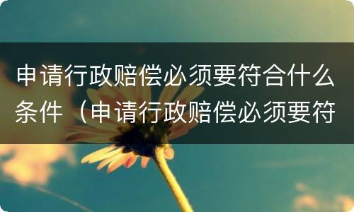 申请行政赔偿必须要符合什么条件（申请行政赔偿必须要符合什么条件呢）