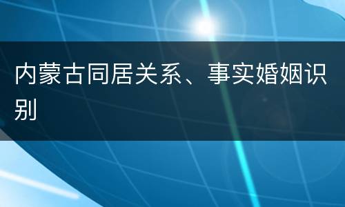 内蒙古同居关系、事实婚姻识别