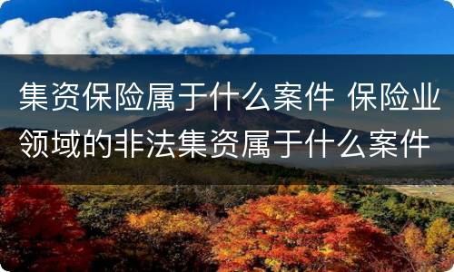 集资保险属于什么案件 保险业领域的非法集资属于什么案件
