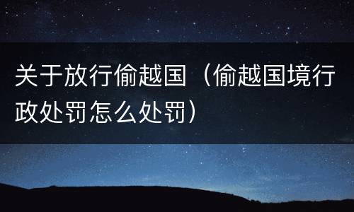 关于放行偷越国（偷越国境行政处罚怎么处罚）