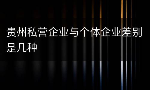 贵州私营企业与个体企业差别是几种