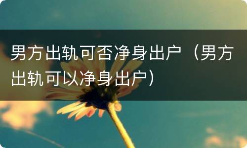 男方出轨可否净身出户（男方出轨可以净身出户）