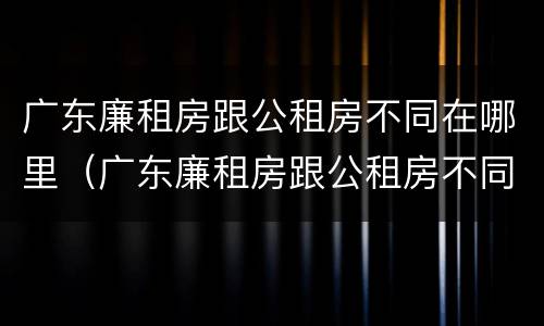 广东廉租房跟公租房不同在哪里（广东廉租房跟公租房不同在哪里查）