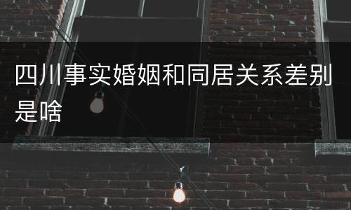四川事实婚姻和同居关系差别是啥