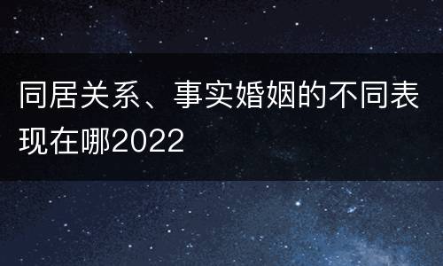 同居关系、事实婚姻的不同表现在哪2022