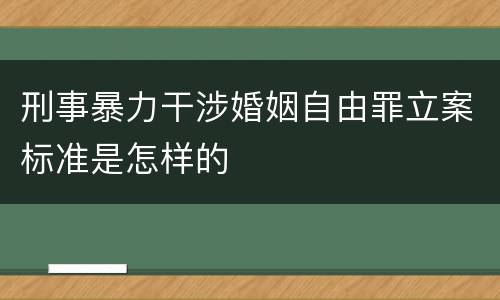 刑事暴力干涉婚姻自由罪立案标准是怎样的