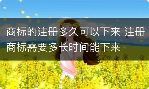 商标的注册多久可以下来 注册商标需要多长时间能下来