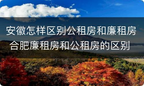 安徽怎样区别公租房和廉租房 合肥廉租房和公租房的区别