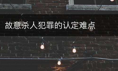故意杀人犯罪的认定难点
