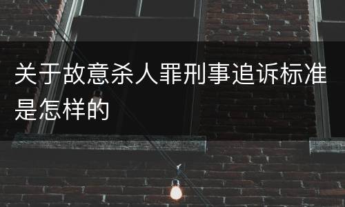 关于故意杀人罪刑事追诉标准是怎样的