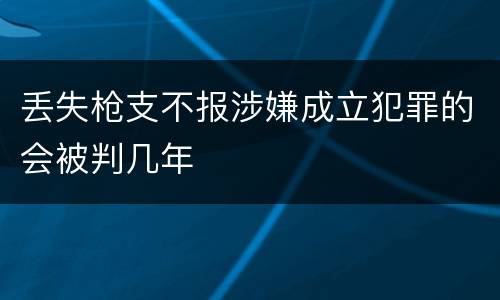 丢失枪支不报涉嫌成立犯罪的会被判几年