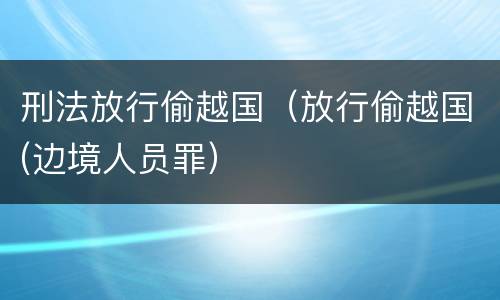 刑法放行偷越国（放行偷越国(边境人员罪）