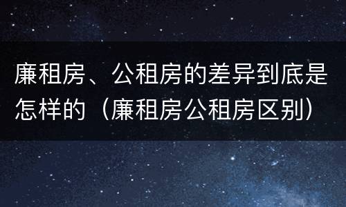 廉租房、公租房的差异到底是怎样的（廉租房公租房区别）