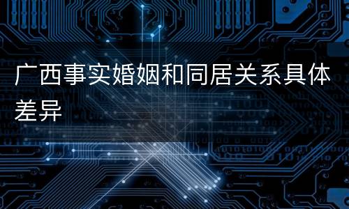 广西事实婚姻和同居关系具体差异