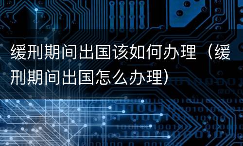 缓刑期间出国该如何办理（缓刑期间出国怎么办理）