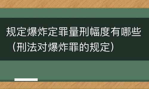 规定爆炸定罪量刑幅度有哪些（刑法对爆炸罪的规定）