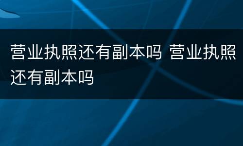营业执照还有副本吗 营业执照还有副本吗