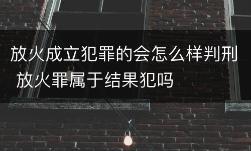 放火成立犯罪的会怎么样判刑 放火罪属于结果犯吗
