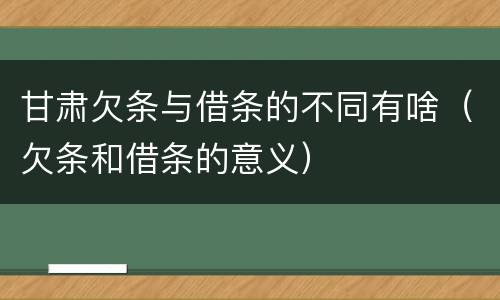甘肃欠条与借条的不同有啥（欠条和借条的意义）