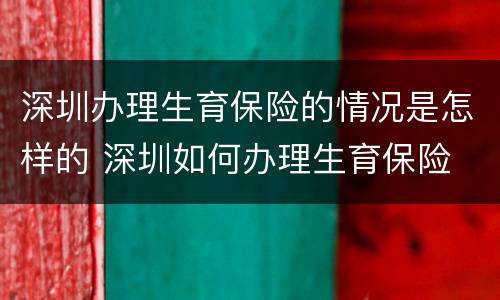 深圳办理生育保险的情况是怎样的 深圳如何办理生育保险