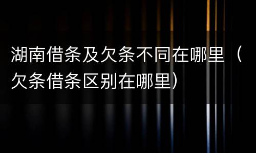 湖南借条及欠条不同在哪里（欠条借条区别在哪里）
