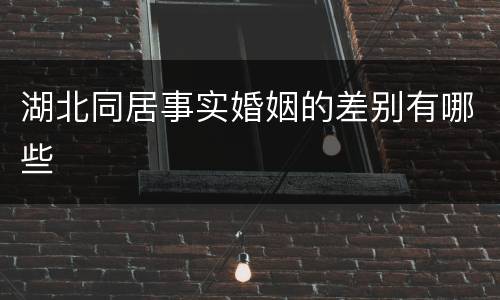 湖北同居事实婚姻的差别有哪些