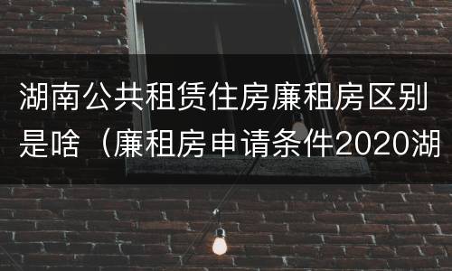 湖南公共租赁住房廉租房区别是啥（廉租房申请条件2020湖南）