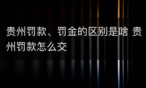 贵州罚款、罚金的区别是啥 贵州罚款怎么交