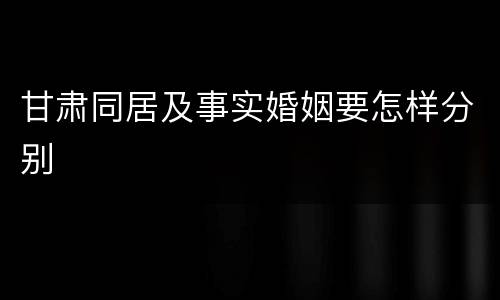 甘肃同居及事实婚姻要怎样分别