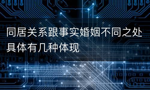 同居关系跟事实婚姻不同之处具体有几种体现
