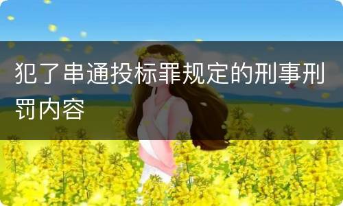 犯了串通投标罪规定的刑事刑罚内容