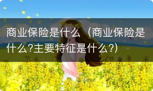 商业保险是什么（商业保险是什么?主要特征是什么?）